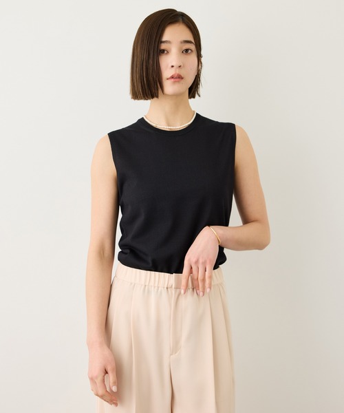 ROPE'（ロペ）の「LEVITA マルチWAYセパレートニットプルーオーバー(ケープ×タンクトップ)/接触冷感・イージーケア（Tシャツ/カットソー・レディース・ベージュ/ブラック・FREE）」の9枚目の写真