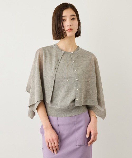 ROPE'（ロペ）の「LEVITA マルチWAYセパレートニットプルーオーバー(ケープ×タンクトップ)/接触冷感・イージーケア（Tシャツ/カットソー・レディース・ベージュ/ブラック・FREE）」の11枚目の写真