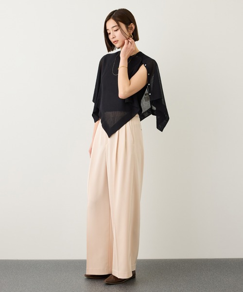 ROPE'（ロペ）の「LEVITA マルチWAYセパレートニットプルーオーバー(ケープ×タンクトップ)/接触冷感・イージーケア（Tシャツ/カットソー・レディース・ベージュ/ブラック・FREE）」の14枚目の写真