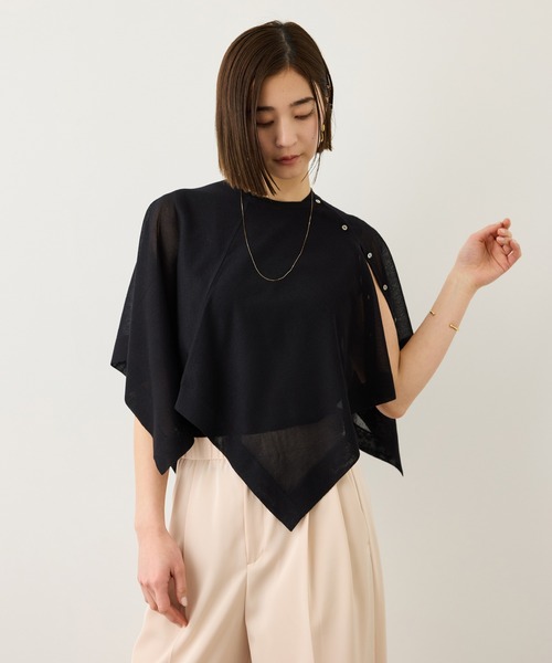 ROPE'（ロペ）の「LEVITA マルチWAYセパレートニットプルーオーバー(ケープ×タンクトップ)/接触冷感・イージーケア（Tシャツ/カットソー・レディース・ベージュ/ブラック・FREE）」の16枚目の写真