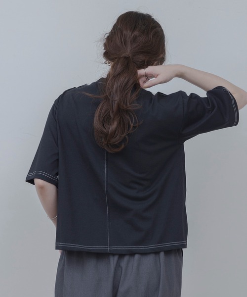 Eimee Law(エイミーロウ)の「ドロストフリルトップス(Tシャツ/カットソー・レディース・オフホワイト/ブラック・FREE)」の11枚目の写真