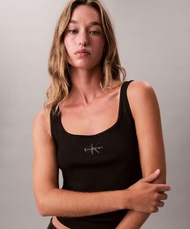 Calvin Klein(�J���o���E�N���C��)��Calvin Klein/�J���o���N���C�� MONOGRAM SCOOP NK RIB TANK ���u�^���N�g�b�v �X�N�[�v�l�b�N �X�N�G�A�l�b�N 2026�N�t��(�^���N�g�b�v)