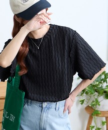 MONO-MART（モノマート）の「クールな着心地|多機能 ポコポコ メロー 優秀Tシャツ (UVカット ・接触冷感・吸水速乾・毛玉防止・マシンウォッシャブル・イージーケア)（Tシャツ/カットソー）」