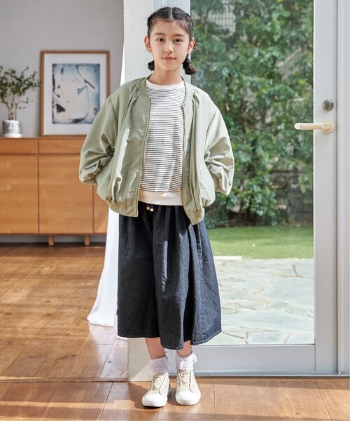 ikka（イッカ）の「【親子コーデ】シアーリブブルゾン（110~160cm）（ブルゾン・キッズ・ライトグリーン/ベージュ・L/M/S/XL/XS）」の7枚目の写真