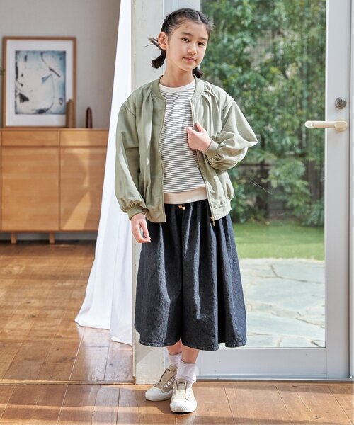 ikka（イッカ）の「【親子コーデ】シアーリブブルゾン（110~160cm）（ブルゾン・キッズ・ライトグリーン/ベージュ・L/M/S/XL/XS）」の8枚目の写真