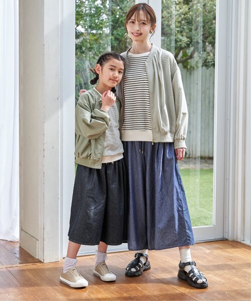 ikka（イッカ）の「【親子コーデ】シアーリブブルゾン（110~160cm）（ブルゾン・キッズ・ライトグリーン/ベージュ・L/M/S/XL/XS）」の10枚目の写真