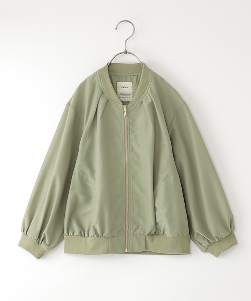 ikka（イッカ）の「【親子コーデ】シアーリブブルゾン（110~160cm）（ブルゾン・キッズ・ライトグリーン/ベージュ・L/M/S/XL/XS）」の2枚目の写真