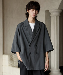 EFFECTION（エフェクション）の「【neos】ルーズシルエット ハーフスリーブ ダブル テーラードジャケット メンズ 半袖 オーバーサイズ サマージャケット 無地 韓国モード（テーラードジャケット）」