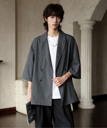 FVLMEN（フルメン）の「【neos】ルーズシルエット ハーフスリーブ ダブル テーラードジャケット メンズ 半袖 オーバーサイズ サマージャケット 無地 韓国モード（テーラードジャケット）」