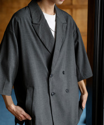 EFFECTION（エフェクション）の「【neos】ルーズシルエット ハーフスリーブ ダブル テーラードジャケット メンズ 半袖 オーバーサイズ サマージャケット 無地 韓国モード（テーラードジャケット）」