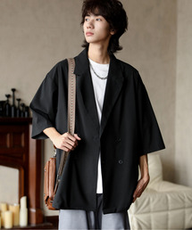 FVLMEN（フルメン）の「【neos】ルーズシルエット ハーフスリーブ ダブル テーラードジャケット メンズ 半袖 オーバーサイズ サマージャケット 無地 韓国モード（テーラードジャケット）」