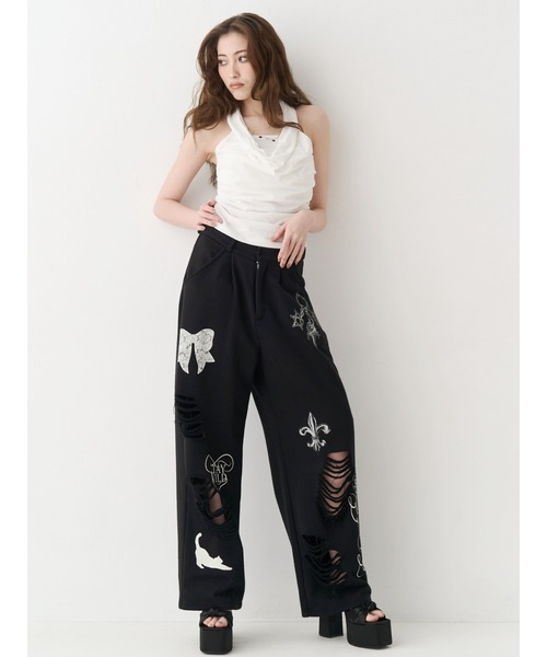 EVRIS（エヴリス）の「ドレープデザインネックレスホルターネックトップス（キャミソール・レディース・その他1/ブラック/ホワイト・FREE）」の9枚目の写真