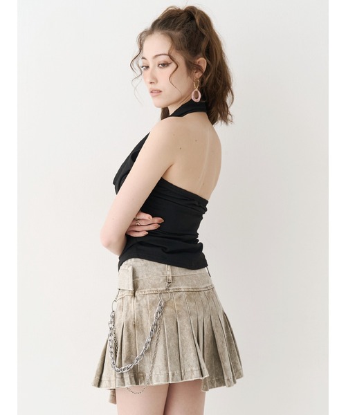 EVRIS（エヴリス）の「ドレープデザインネックレスホルターネックトップス（キャミソール・レディース・その他1/ブラック/ホワイト・FREE）」の11枚目の写真