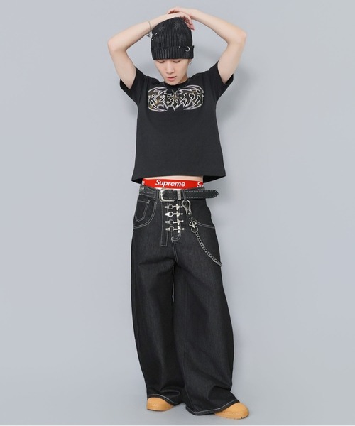 SPINNS(スピンズ)の「短丈パッチワークロゴ半袖Tシャツ/カモフラージュロゴ(Tシャツ/カットソー・メンズ・ホワイト/ブラック/ブラック系その他/ピンク系その他・ONESIZE)」の22枚目の写真