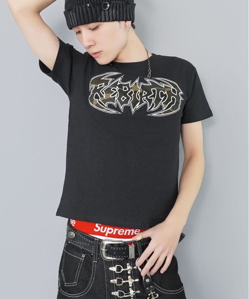 SPINNS(スピンズ)の「短丈パッチワークロゴ半袖Tシャツ/カモフラージュロゴ(Tシャツ/カットソー・メンズ・ホワイト/ブラック/ブラック系その他/ピンク系その他・ONESIZE)」の14枚目の写真
