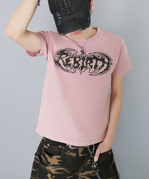 SPINNS(スピンズ)の「短丈パッチワークロゴ半袖Tシャツ/カモフラージュロゴ(Tシャツ/カットソー・メンズ・ホワイト/ブラック/ブラック系その他/ピンク系その他・ONESIZE)」の12枚目の写真
