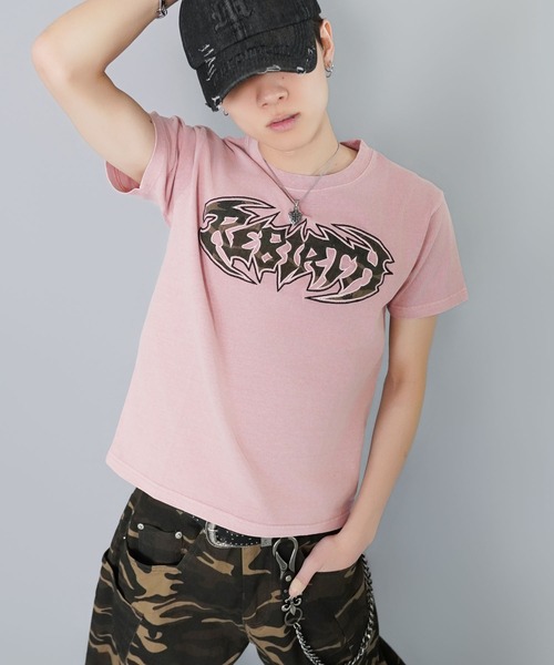 SPINNS(スピンズ)の「短丈パッチワークロゴ半袖Tシャツ/カモフラージュロゴ(Tシャツ/カットソー・メンズ・ホワイト/ブラック/ブラック系その他/ピンク系その他・ONESIZE)」の13枚目の写真