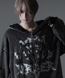 ililil | 『ililil/イルイルイル』【悪ぶったらこうなったver2】アップリケ加工ジップパーカー(パーカー)