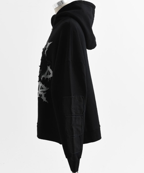 ililil（イルイルイル）の「『ililil/イルイルイル』【悪ぶったらこうなったver2】アップリケ加工ジップパーカー（パーカー・メンズ・グレー/ブラック・FREE）」の12枚目の写真