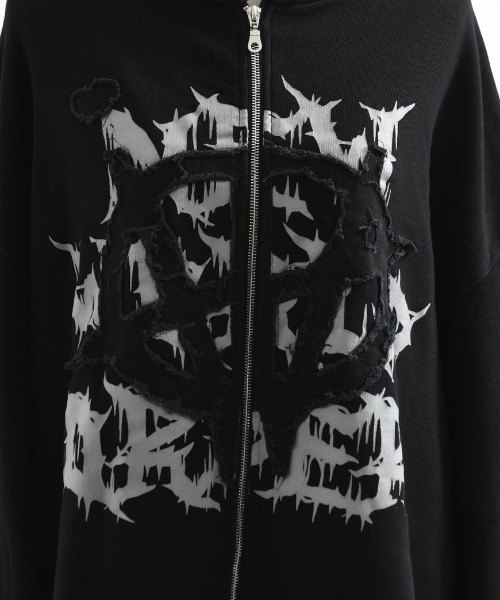 ililil（イルイルイル）の「『ililil/イルイルイル』【悪ぶったらこうなったver2】アップリケ加工ジップパーカー（パーカー・メンズ・グレー/ブラック・FREE）」の15枚目の写真