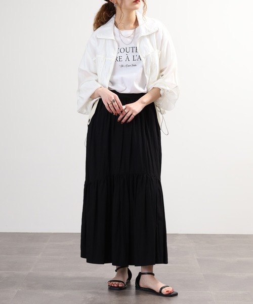 Anna Nicola(アンナニコラ)の「Anna Nicola ポケット配色ティアードスカート(スカート・レディース・ブラック/ブルー/グレー・38)」の9枚目の写真