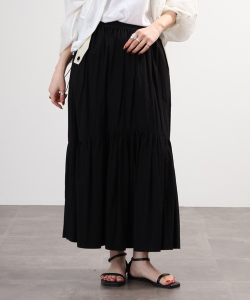 Anna Nicola(アンナニコラ)の「Anna Nicola ポケット配色ティアードスカート(スカート・レディース・ブラック/ブルー/グレー・38)」の5枚目の写真