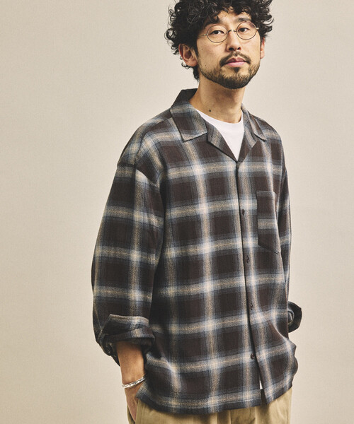 FREAK'S STORE(フリークスストア)の「先染めオンブレチェック シアーシャツ/リラックスフィット(シャツ/ブラウス・メンズ・ブラウン/ブラック/オリーブ・MEDIUM/LARGE)」の3枚目の写真