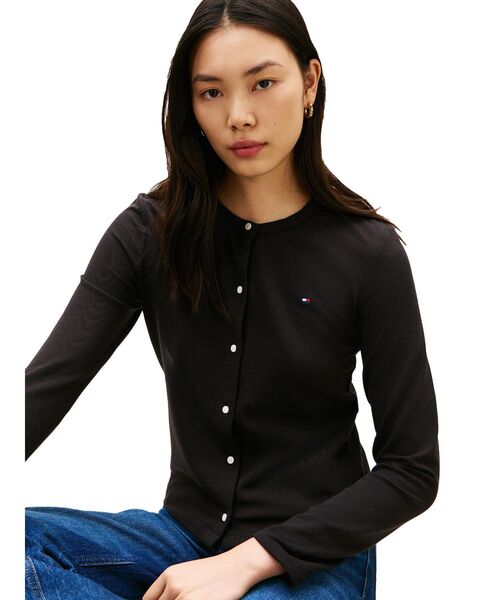 TOMMY HILFIGER（トミーヒルフィガー）の「コットンストレッチクルーネックロングスリーブTシャツ（Tシャツ/カットソー・レディース・ブラック・X-SMALL/MEDIUM/LARGE/SMALL）」の2枚目の写真