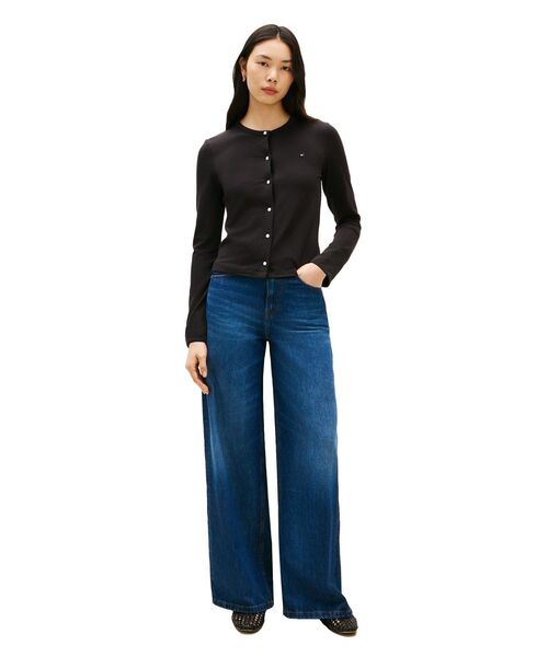 TOMMY HILFIGER（トミーヒルフィガー）の「コットンストレッチクルーネックロングスリーブTシャツ（Tシャツ/カットソー・レディース・ブラック・X-SMALL/MEDIUM/LARGE/SMALL）」の3枚目の写真