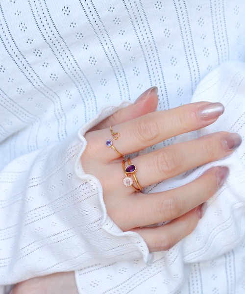 a cote（アコテ）の「silver925 星座モチーフ ハグリング（リング・レディース・バーガンディー/グリーン/ホワイト/レッド/ピンク/パープル/イエロー/ラベンダー/ライトブルー/オリーブ/クリア/ブルー・#9/#11/#13/#15）」の15枚目の写真