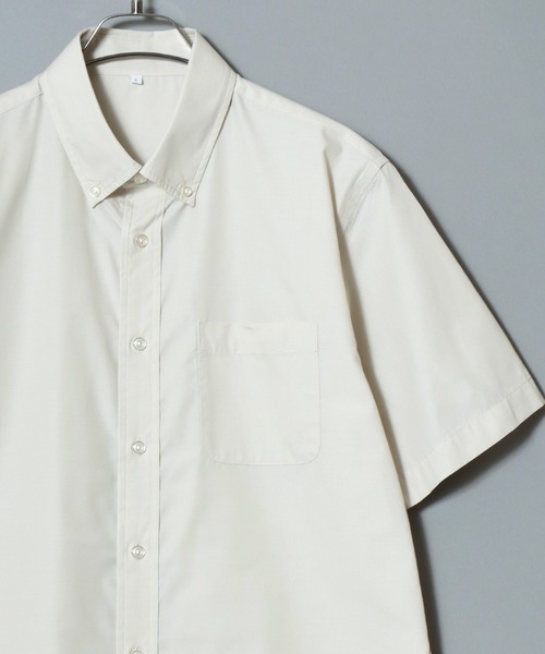ANPAS（アンパス）の「Broadcloth Short-Sleeve Shirt / ブロード半袖シャツ メンズ 無地/チェック/ストライプ ボタンダウン（シャツ/ブラウス・メンズ・ホワイト系2/ホワイト系1/ベージュ系1/ホワイト系3/ネイビー系2/ベージュ系3/ブルー系/サックスブルー系/ネイビー系1/グリーン系/ベージュ系2/ネイビー系3・M/LL/L）」の5枚目の写真