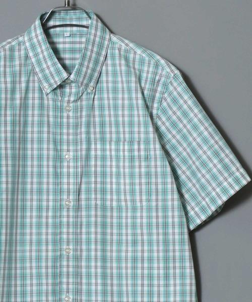 ANPAS（アンパス）の「Broadcloth Short-Sleeve Shirt / ブロード半袖シャツ メンズ 無地/チェック/ストライプ ボタンダウン（シャツ/ブラウス・メンズ・ホワイト系2/ホワイト系1/ベージュ系1/ホワイト系3/ネイビー系2/ベージュ系3/ブルー系/サックスブルー系/ネイビー系1/グリーン系/ベージュ系2/ネイビー系3・M/LL/L）」の8枚目の写真