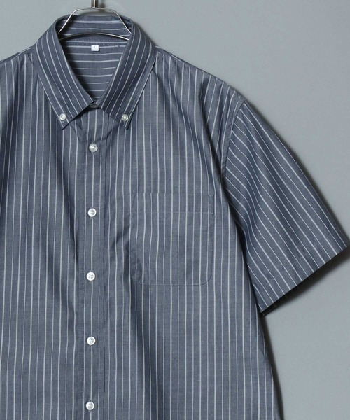 ANPAS（アンパス）の「Broadcloth Short-Sleeve Shirt / ブロード半袖シャツ メンズ 無地/チェック/ストライプ ボタンダウン（シャツ/ブラウス・メンズ・ホワイト系2/ホワイト系1/ベージュ系1/ホワイト系3/ネイビー系2/ベージュ系3/ブルー系/サックスブルー系/ネイビー系1/グリーン系/ベージュ系2/ネイビー系3・M/LL/L）」の11枚目の写真