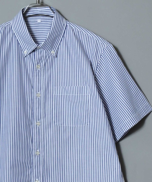 ANPAS（アンパス）の「Broadcloth Short-Sleeve Shirt / ブロード半袖シャツ メンズ 無地/チェック/ストライプ ボタンダウン（シャツ/ブラウス・メンズ・ホワイト系2/ホワイト系1/ベージュ系1/ホワイト系3/ネイビー系2/ベージュ系3/ブルー系/サックスブルー系/ネイビー系1/グリーン系/ベージュ系2/ネイビー系3・M/LL/L）」の12枚目の写真