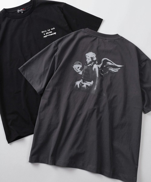 BRANDALISED（ブランダライズド）の「【70】【BRANDALISED/ブランダライズド】バンクシーアートグラフィック バックプリント クルーネックTシャツ/接触冷感/ストレッチ（Tシャツ/カットソー・メンズ・グレー系2/アイボリー系2/ブラック系2/グレー系/アイボリー系/ブラック系1/グレー系1/アイボリー系1/ブラック系・M/L）」の5枚目の写真