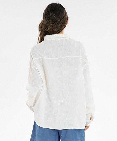 ROXY(ロキシー)の「【ムラサキスポーツ限定】ROXY/ロキシー 長袖 シャツ BEACH ECHOES RLY262622M UT(シャツ/ブラウス・レディース・オフホワイト/インディゴブルー・FREE)」の4枚目の写真