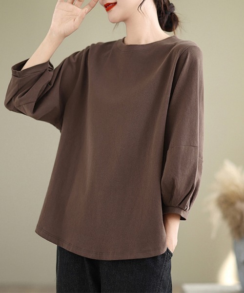 ONEP STAR(ワンピスター)の「立体感×バルーンスリーブトップス(Tシャツ/カットソー・レディース・ブラック/ダークブラウン/ダークグレー・MEDIUM/LARGE/X-LARGE)」の5枚目の写真