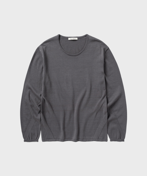 Футболка Fine Gauge U‑neck LS Knit — Charcoal (темно‑серый)