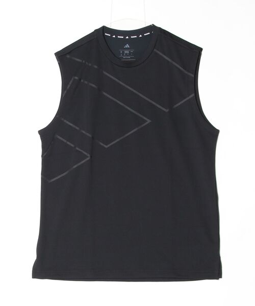 adidas（アディダス）の「アディダス adidas テック エッセンシャルズ ビッグロゴ グラフィック レギュラーフィット タンクトップ（タンクトップ・メンズ・ホワイト/ブラック×ホワイト/ブラック×ブラック・S/M/L/LL/3L）」の3枚目の写真