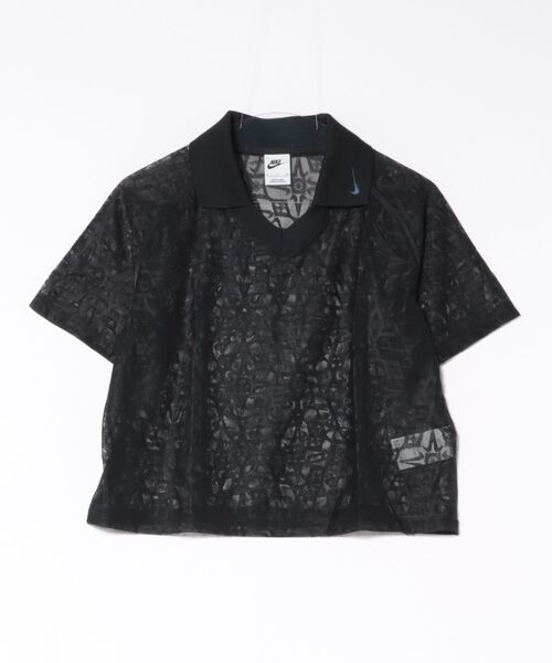 NIKE(ナイキ)の「NIKE ナイキ W STREET LACE POLO JSY ショートスリーブ IF0521 010BLACK/WHITE(Tシャツ/カットソー・レディース・ブラック・X-LARGE/LARGE/MEDIUM/SMALL/X-SMALL)」の1枚目の写真