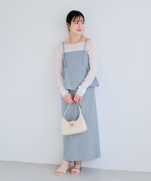 VIS（ビス）の「美easyリネンライクペプラム切替キャミワンピ/ イージーケア・接触冷感・セットアップ対応（ワンピース・レディース・ネイビー/サックスブルー/グレー・FREE）」の17枚目の写真