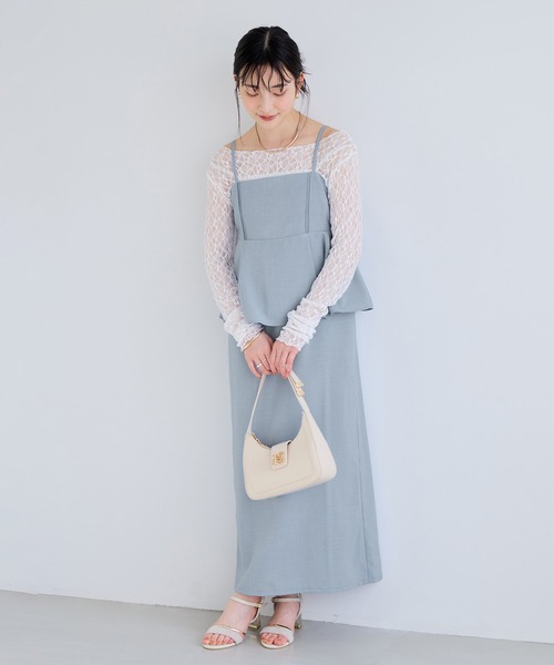 VIS（ビス）の「美easyリネンライクペプラム切替キャミワンピ/ イージーケア・接触冷感・セットアップ対応（ワンピース・レディース・ネイビー/サックスブルー/グレー・FREE）」の14枚目の写真