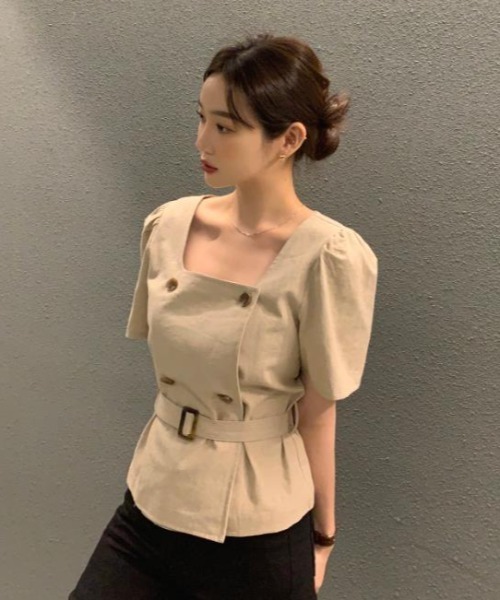 semplice（センプリチェ）の「カットソー【韓国ファッション】（シャツ/ブラウス・レディース・アイボリー/ブラック/ベージュ・F）」の9枚目の写真