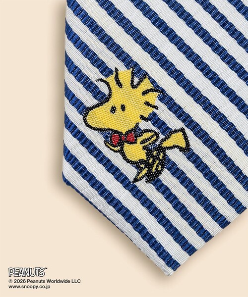 BROOKS BROTHERS(ブルックスブラザーズ)の「Brooks Brothers × PEANUTS シルク シアサッカー スヌーピー&ウッドストック ジャカードタイ(ネクタイ・メンズ・ブルー・ONE SIZE)」の2枚目の写真