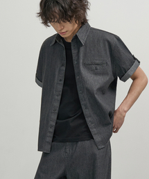 EXCONTAINER（エックスコンテナ）の「ローフェイドハーフデニムシャツ (WASHED BLACK)（シャツ/ブラウス）」