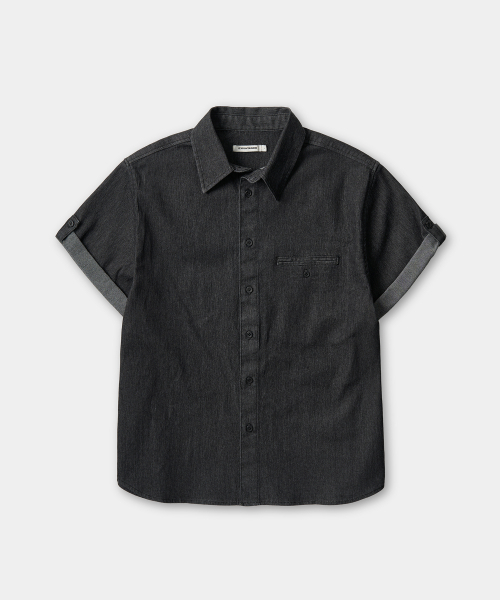 EXCONTAINER(エックスコンテナ)の「ローフェイドハーフデニムシャツ (WASHED BLACK)(シャツ/ブラウス・メンズ・その他・MEDIUM/LARGE/X-LARGE)」の2枚目の写真