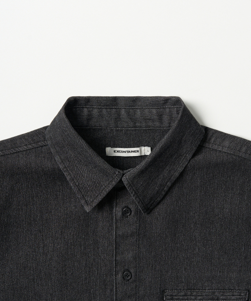 EXCONTAINER(エックスコンテナ)の「ローフェイドハーフデニムシャツ (WASHED BLACK)(シャツ/ブラウス・メンズ・その他・MEDIUM/LARGE/X-LARGE)」の3枚目の写真