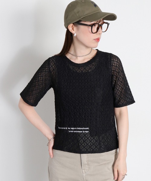 cepo（セポ）の「ロゴレース半袖Tee（Tシャツ/カットソー・レディース・ブラック系/ホワイト系・M）」の2枚目の写真