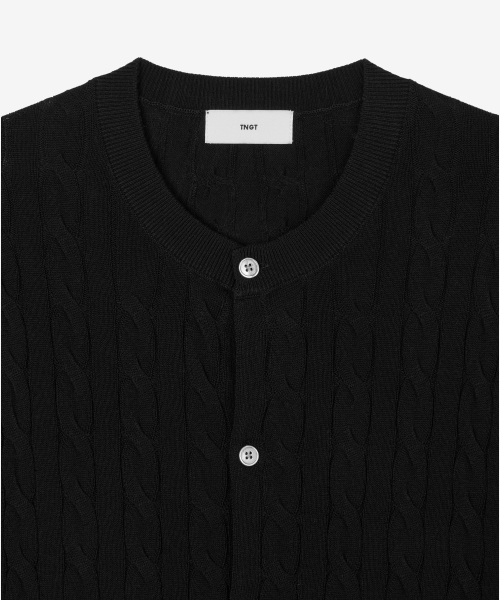 Cable Knit Cardigan (Black) TNSW6E208BK（ニット/セーター）｜TNGT