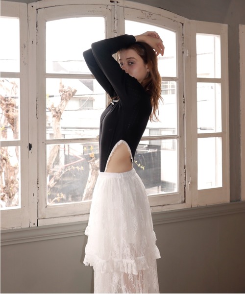 mieya mieya(ミーヤミーヤ)の「【mieya mieya】MORE HEALTHY BODYSUIT/モア ヘルシー ボディスーツ(Tシャツ/カットソー・レディース・ブラック/グレー/ホワイト・FREE)」の6枚目の写真